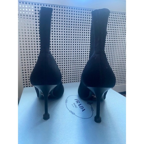 Prada Logo 90 Sock Black Booties Size 6 - Picture 6 of 7